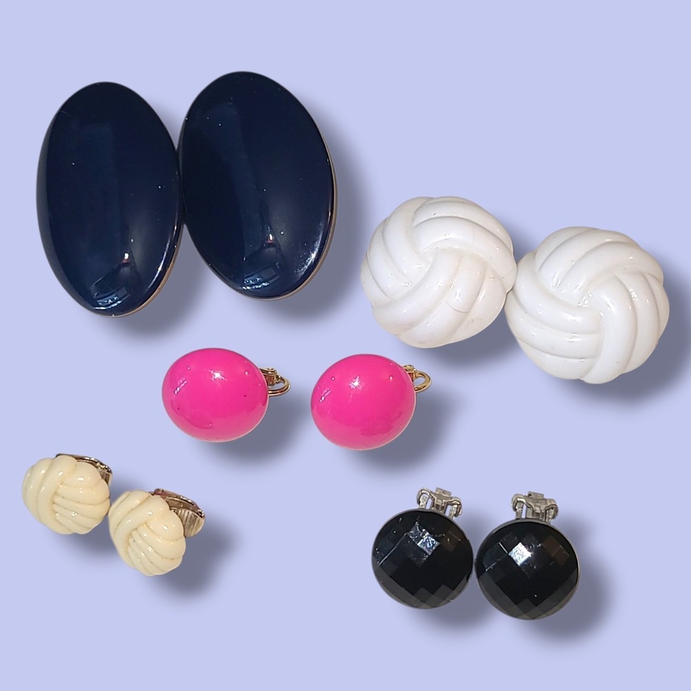 Vintage Clip‎ On Earrings Lot 5 Avon Marvella Acrylic Colorful Retro